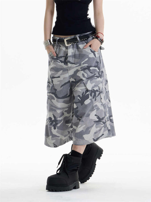 Pantalones Cargo Anchos Estilo Camuflaje Retro para Mujer - Image 4