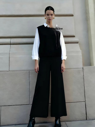 Conjunto de 3 Piezas: Chaleco Tejido con Moño, Camisa y Pantalón Casual - Image 21