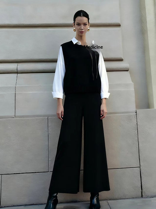 Conjunto de 3 Piezas: Chaleco Tejido con Moño, Camisa y Pantalón Casual - Image 21