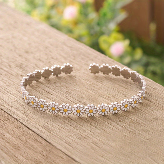 Pulsera Artística con Diseño de Flor Blanca y Efecto Goteo de Aceite - Image 2