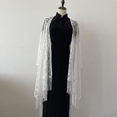 Chal Ligero de Encaje con Flecos para Mujer - Perfecto para Verano