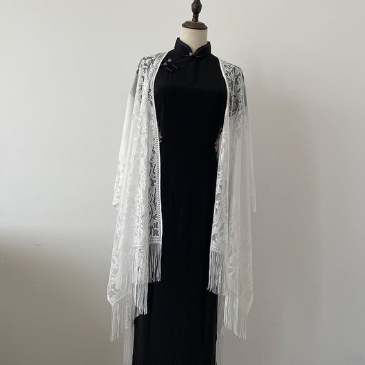 Chal Ligero de Encaje con Flecos para Mujer - Perfecto para Verano