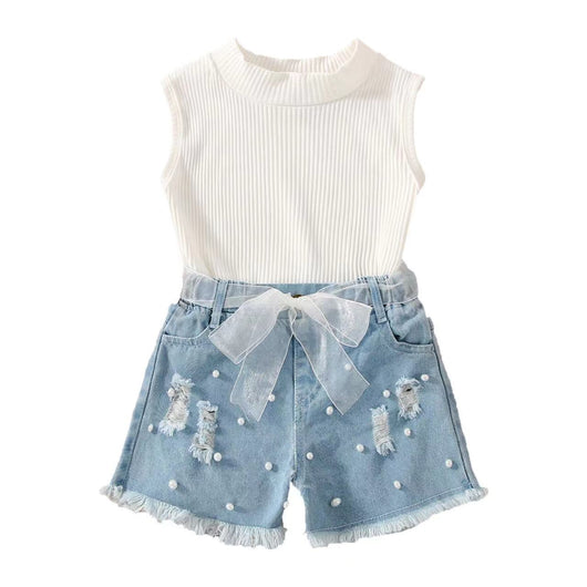 Conjunto de Dos Piezas Infantil: Short Denim sin Mangas - Image 2
