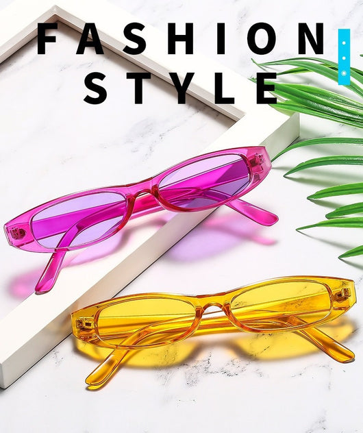 Yellow retro small frame sunglasses with translucent frames and matching yellow lenses on a white background. - Image 30