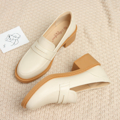 Mocasines Retro Estilo Británico Tacón Grueso Mujer Negro Japonés - Image 7