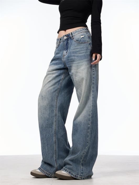 Jeans Vintage Rotos de Cintura Alta para Mujer - Azul Clásico - Image 13