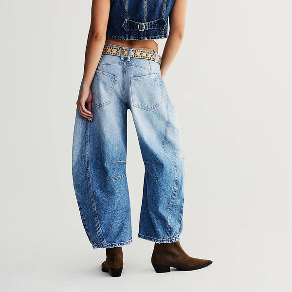 Pantalón Vaquero Mujer Retro Desgastado Azul Hip Hop