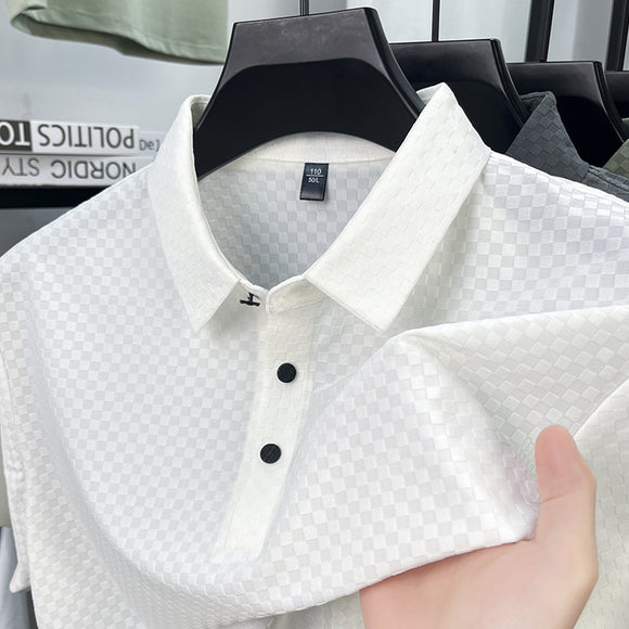 Playera Polo Hombre Jacquard Cuadros Transpirable Verano