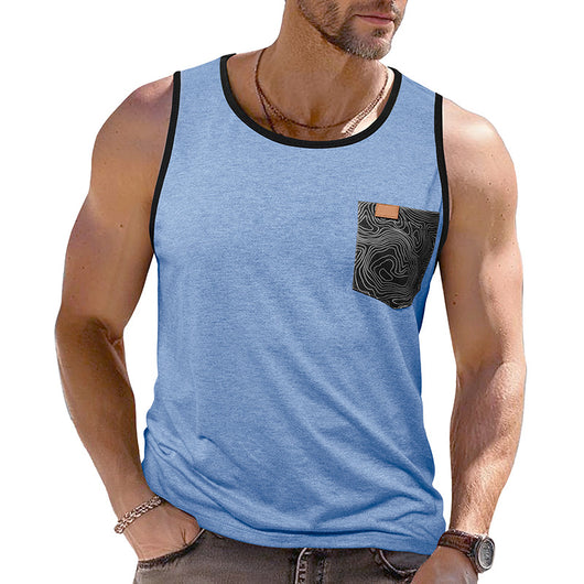 Camiseta Deportiva Suelta sin Mangas con Bolsillos y Estampado - Image 5
