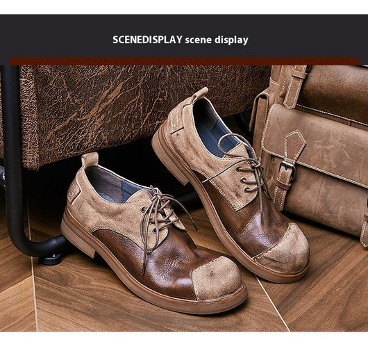Zapatos de Cuero Genuino Hechos a Mano Estilo Británico Otoñal para Hombre - Image 18