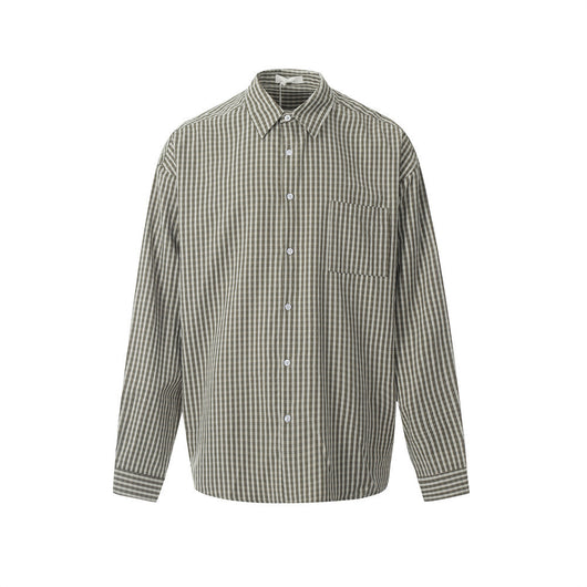 Camisa Cuadriculada Estilo Japonés Minimalista para Hombre - Image 5