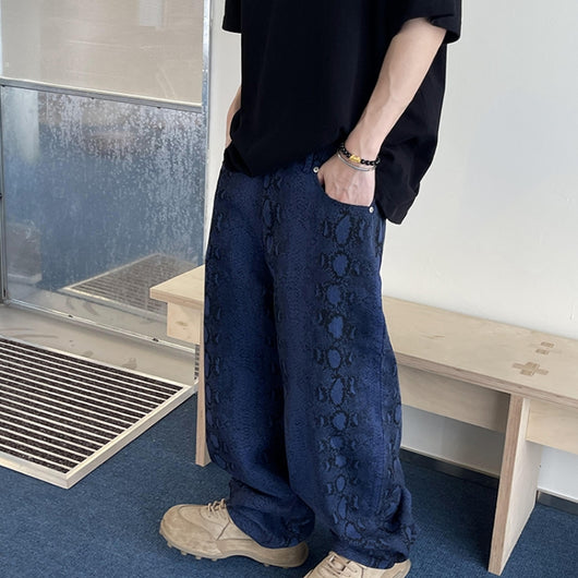 Pantalones Matchet Canvas Azul Retro con Textura de Serpiente - Image 10
