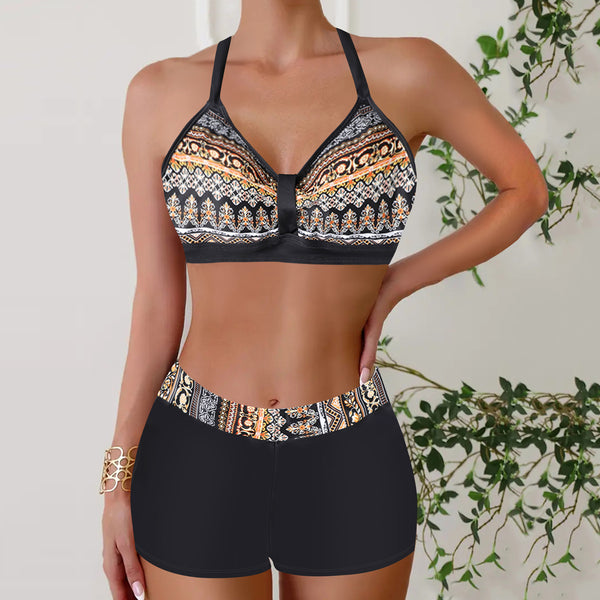 Bikini Reductor Estampado con Halter Ajustable para Mujer
