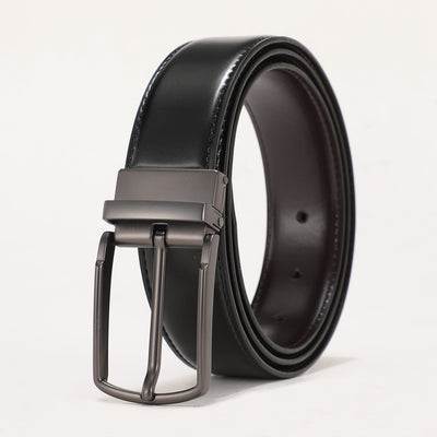 Cinturón de Cuero Genuino para Hombre con Hebilla Reversible