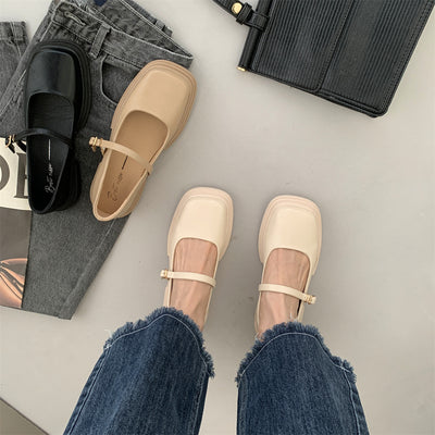 Zapatos de Cuero con Plataforma Estilo Británico para Mujer con Hebilla y Perla - Image 3