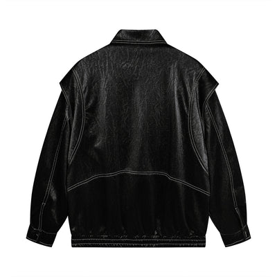 Chaqueta de Cuero PU con Costuras de Diseño y Solapa - Image 8