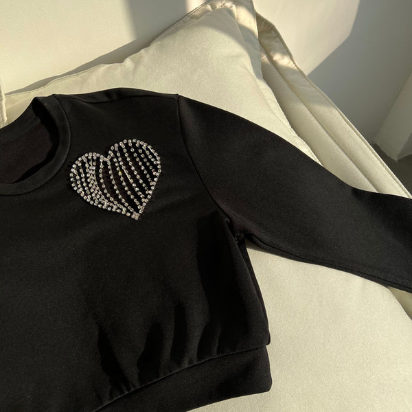 Sudadera Suelta de Manga Larga con Cutout de Corazón para Mujer