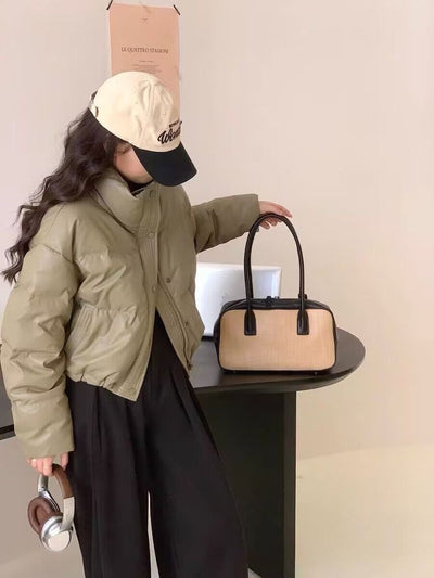 Chaqueta Acolchada de Cuero PU sin Lavado - Abrigo Corto Grueso para Mujer - Image 12