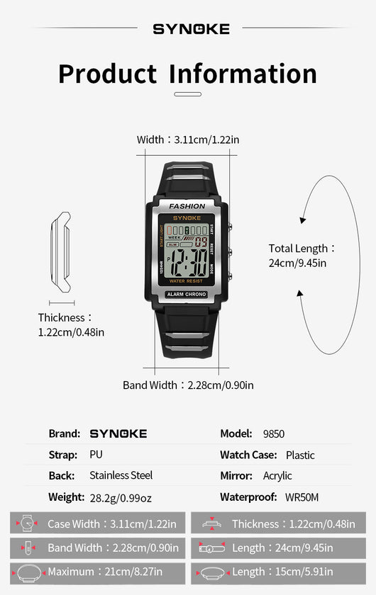 Reloj Deportivo Retro Rectangular Resistente al Agua con Pantalla Luminosa - Image 7