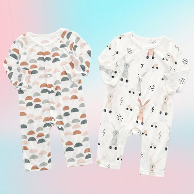 Mameluco de Fibra de Bambú Suave para Bebé - Estampado Floral y Animal Unisex
