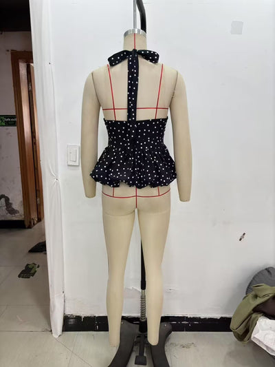 Top Halter Escotado con Lunares y Amarre Trasero para Mujer - Image 11