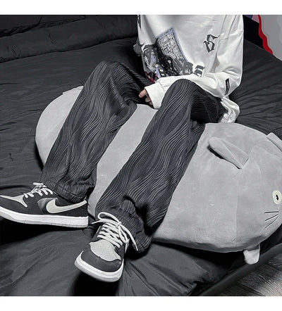 Pantalones Casuales Anchos de Seda Helada con Drapeado Suelto para Hombre - Image 17
