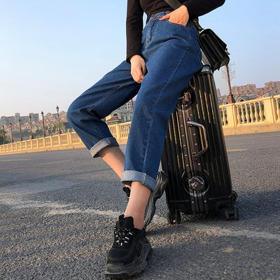 Pantalones Jeans Rectos Talle Alto Estilo Coreano Pierna Ancha - Image 14
