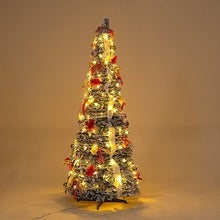Árbol de Navidad Verde Terciopelo Plegable con Luces Cálidas - Image 3