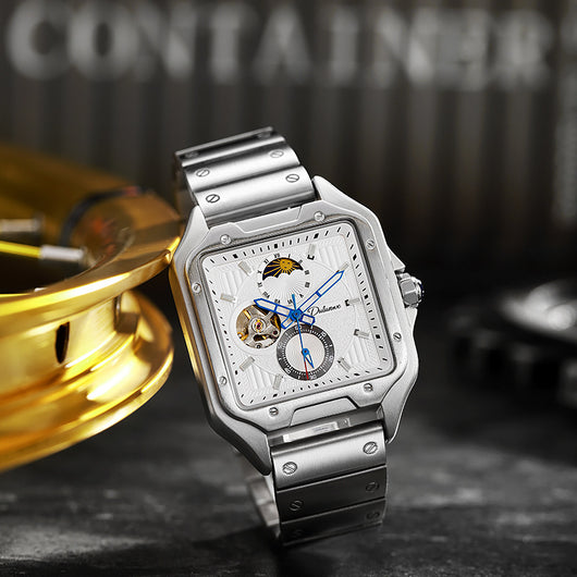 Reloj Mecánico Automático Cuadrado Impermeable con Diseño Calado para Hombre - Image 6