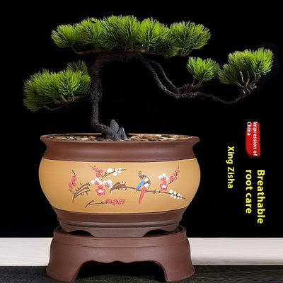 Maceta de Cerámica Púrpura para Bonsái y Plantas de Jardín