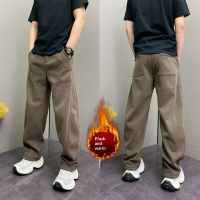 Pantalones Casuales Rectos con Forro Polar Grueso para Hombre - Image 4
