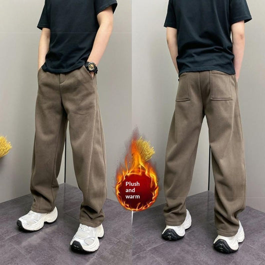 Pantalones Casuales Rectos con Forro Polar Grueso para Hombre - Image 4