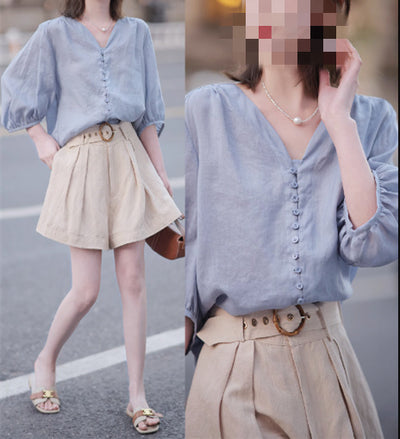 Blusa Suelta y Cómoda Amarilla para Mujer - Image 3