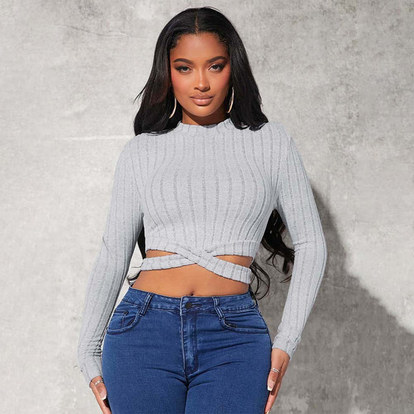 Camiseta Crop Top Minimalista para Mujer - Otoño e Invierno - Image 6