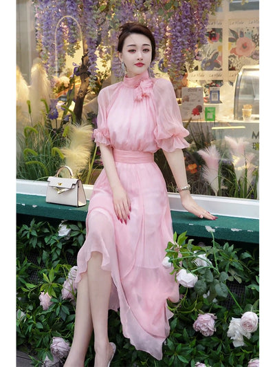 Vestido Largo Francés Delicado con Cintura Suave - Image 3