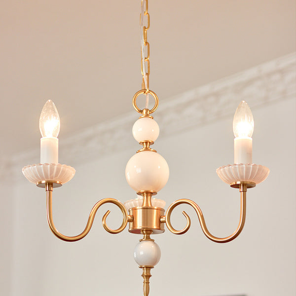 Lámpara Colgante Vintage Francesa Cristal Lechoso con Detalles en Cobre - Image 3