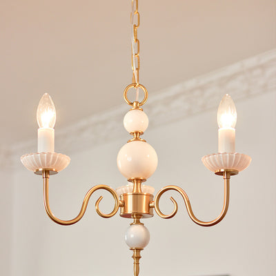 Lámpara Colgante Vintage Francesa Cristal Lechoso con Detalles en Cobre - Image 3