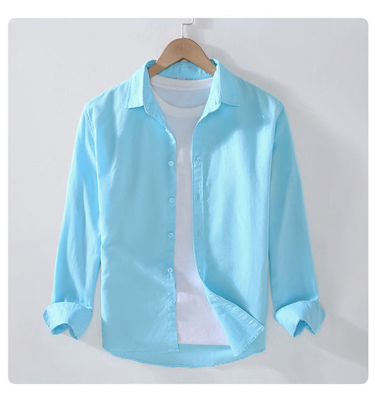 Camisa Manga Larga Hombre Algodón y Lino - Primavera y Verano - Image 28