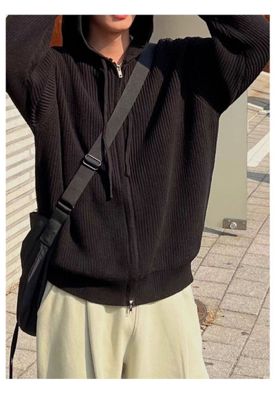 Suéter Chaqueta Tejido Otoño-Invierno para Hombre con Doble Cierre y Capucha - Image 7
