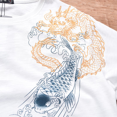 Camiseta Manga Corta Dragon Bordado Estilo Ukiyo-e - Image 16