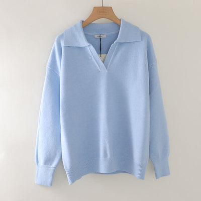 Suéter Oversize de Cuello Polo Grueso para Otoño Invierno - Image 11