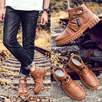 Botas de Cuero para Hombre - Diseño Versátil de Caña Media - Image 14