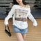 Camiseta Mujer Estilo Hip-hop con Estampado Trendy