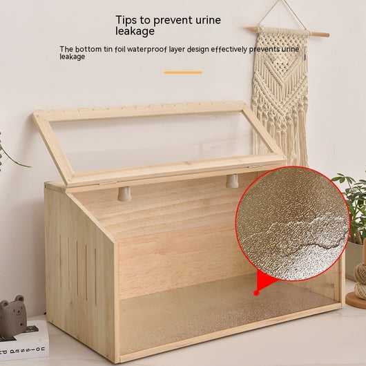 Wooden pet incubator with a clear acrylic skylight lid, measuring 40x30x30cm, suitable for small animals. - Image 2