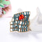 Broche Retro de Diamante Hueco en Malla Azul
