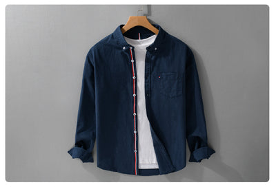 Camisa Oxford Clásica Británica de Manga Larga para Hombre - Image 19
