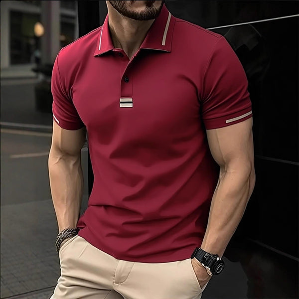 Polo Casual de Manga Corta para Hombre con Cuello Solapa