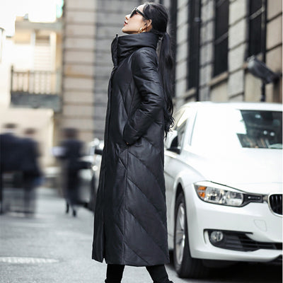 Abrigo de Cuero Estilo Coreano Talla Grande con Cuello Alzado para Invierno - Image 8