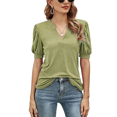 Blusa Casual Mujer Cuello V con Mangas Abullonadas Suelta - Image 16