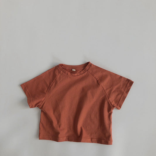Camiseta Básica Holgada de Cuello Redondo para Niños y Niñas